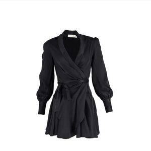 Zimmermann Black Wrap Mini Dress